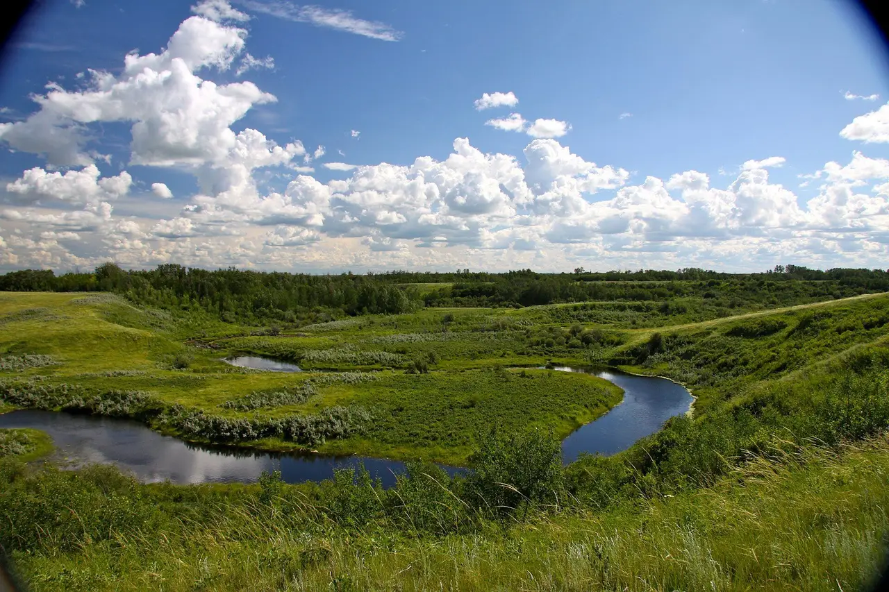 Winding creek in the valley under a big sky, 2010